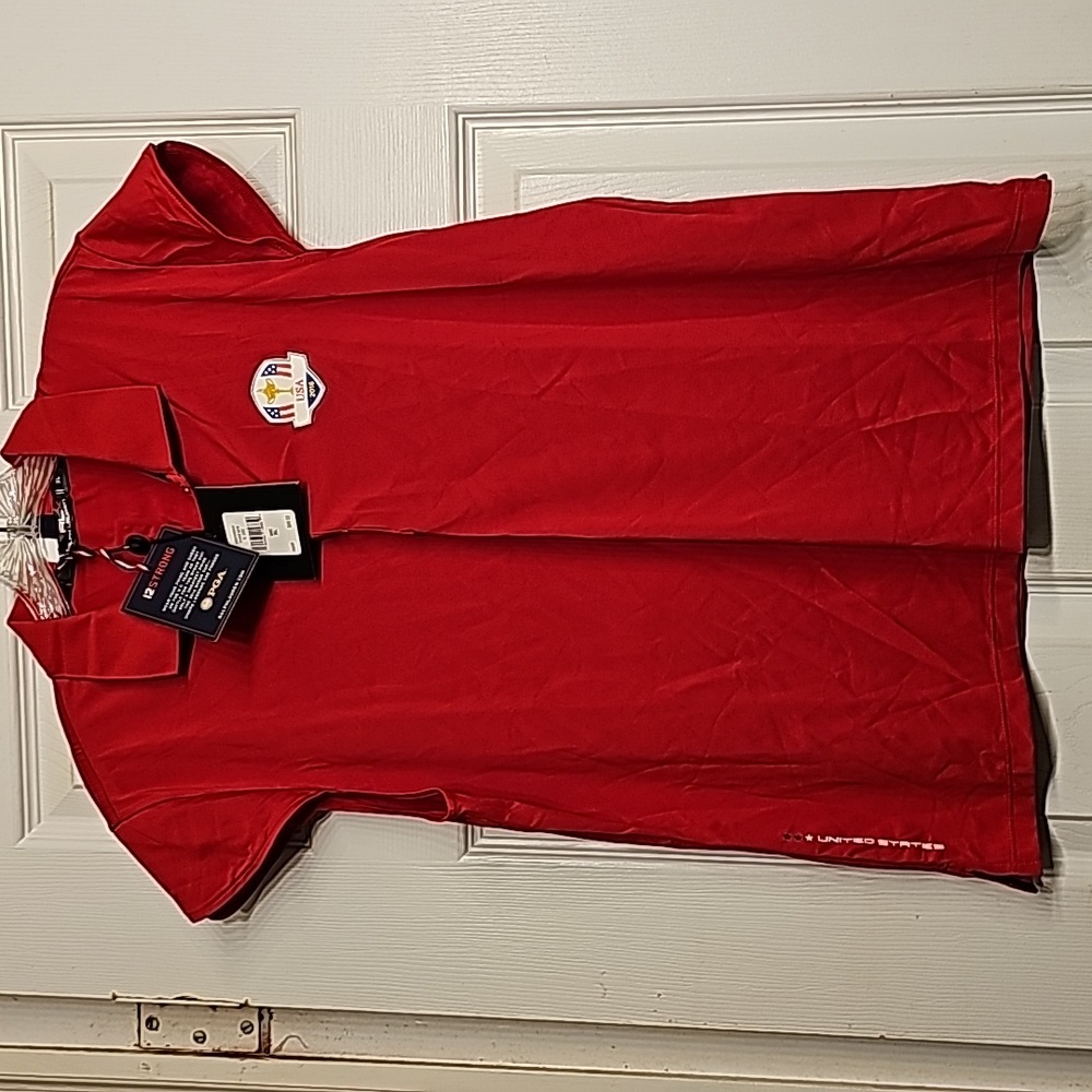 Ralph Lauren Ryder Cup 2016 Women's Red Knit Shirt Size XL New